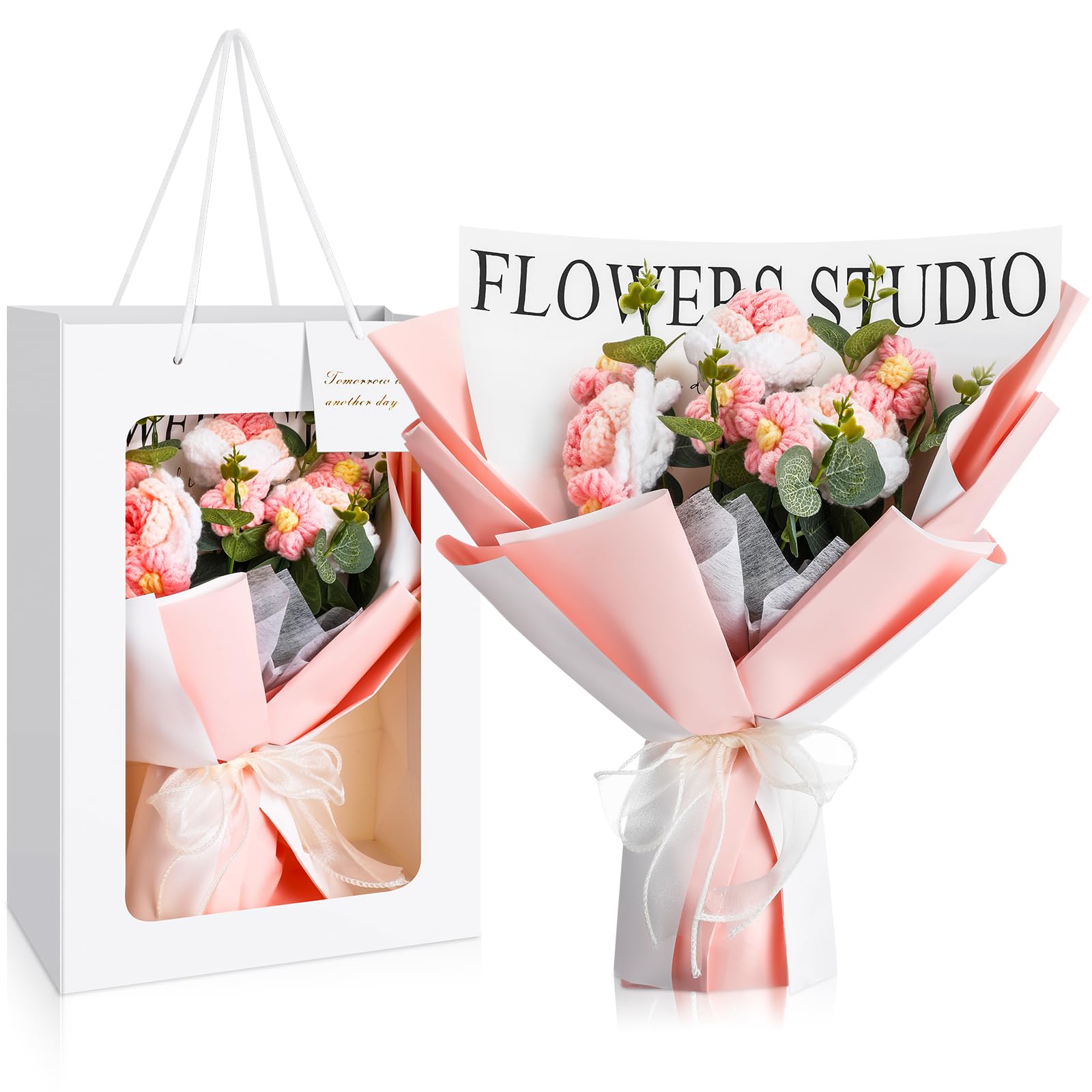 Amazon.com: Hotop Crochet Flowers Bouquet Knitted Handmade